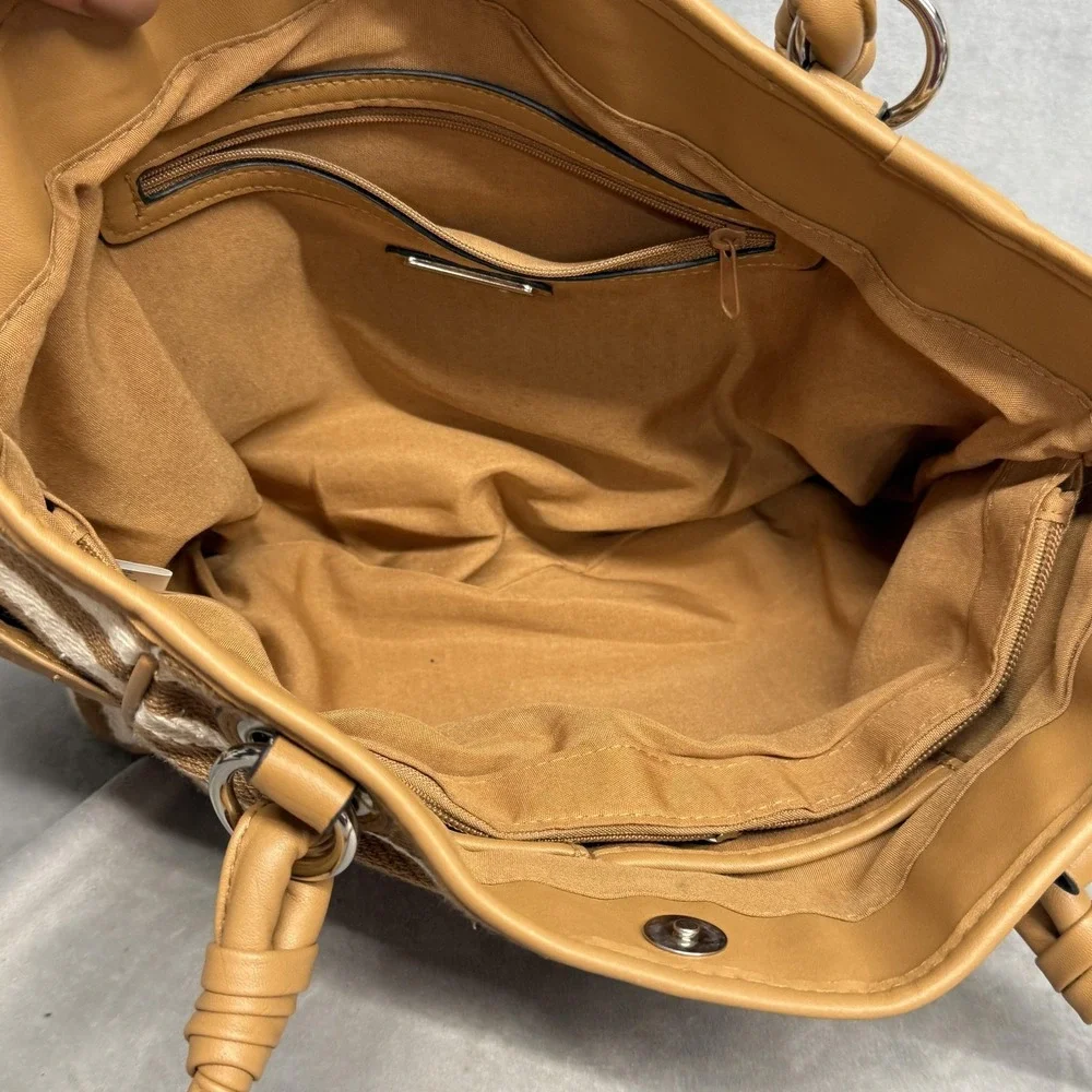 Rosetti Shoulder Bag Womens Medium Brown Stripe Butterfly Embroidered Purse